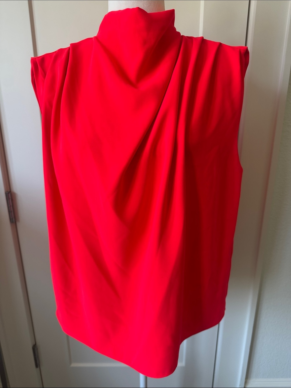 Amanda Uprichard Scarlet Red Draped Mock-Neck Top